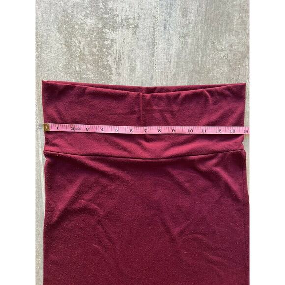 Los Angeles Boutique Solid High Waist Fold Over Jersey Long Maxi Skirt Maroon M - Picture 10 of 10